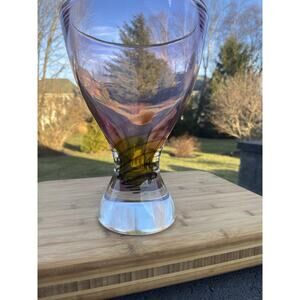 VTG Waterford Crystal Evolution Art Glass Vase Centerpiece Pink Yellow 11.5”
